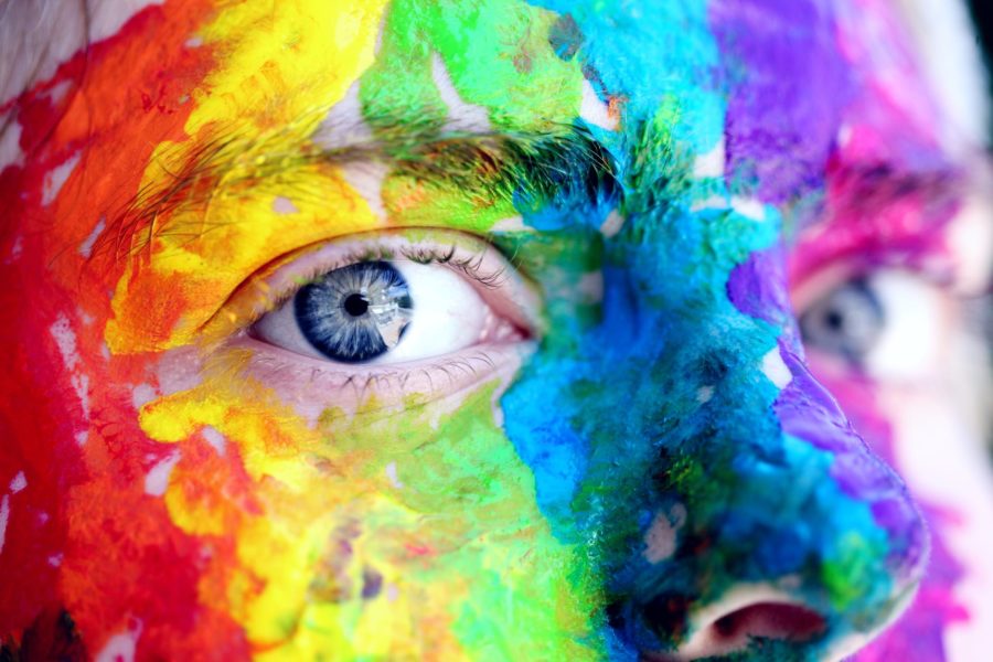 close up of eye with painted face